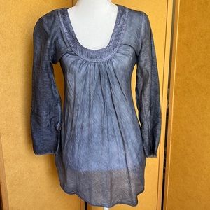 Blue women’s cotton silk thin tunic top from Rome Italy